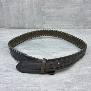 Circle Y Western Leather Belt Mens 38 Silver Braided Blue Leather Detail